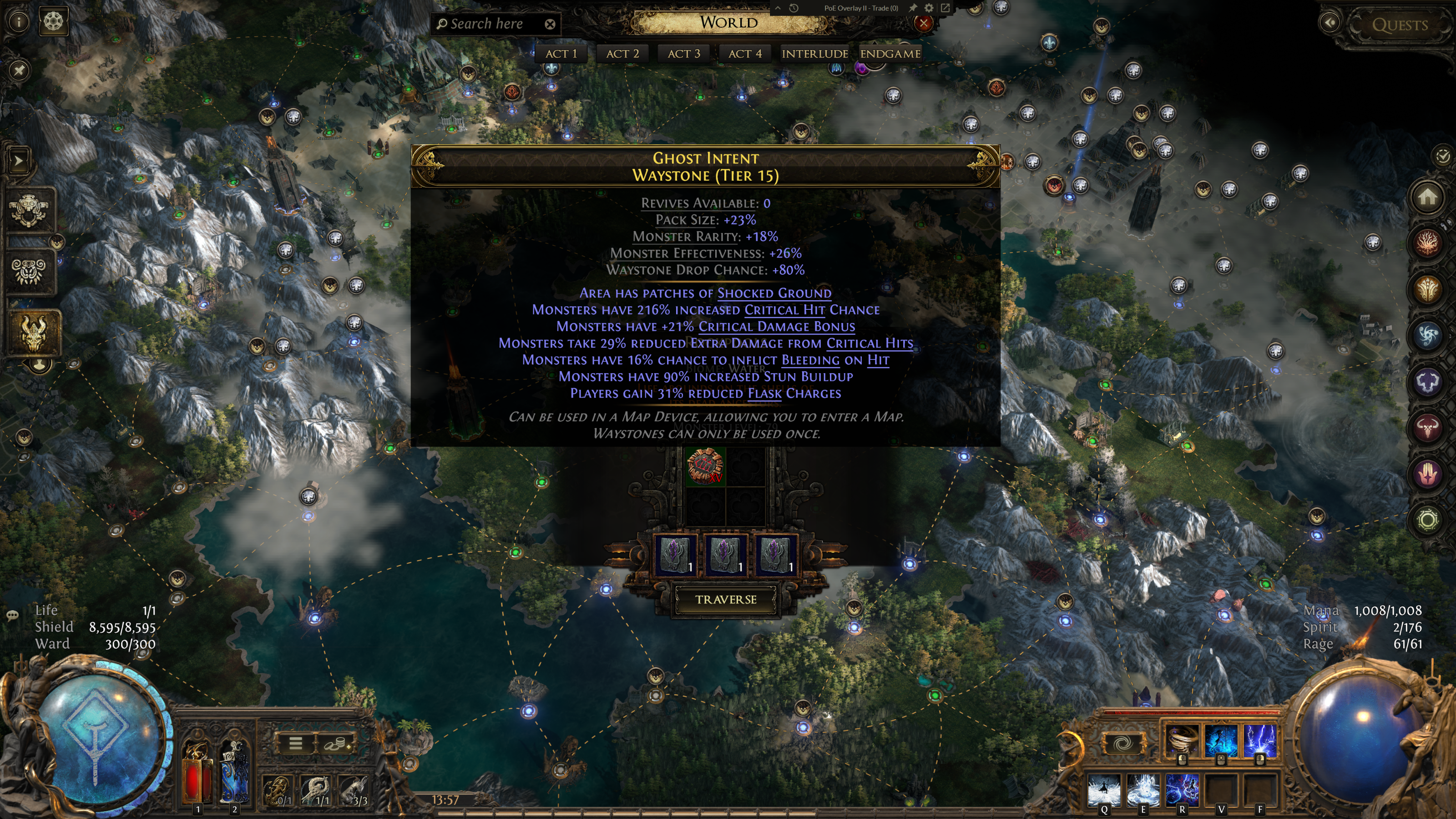 Waystone tooltip on the Atlas map device